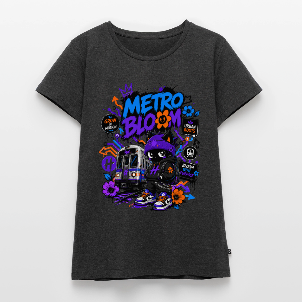 Subway Line Damen Premium T-Shirt - Anthrazit meliert