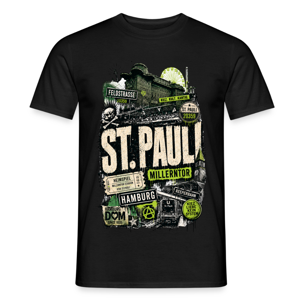 St.Pauli  Stadtteil Shirt - Schwarz