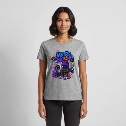 Subway Line Damen Premium T-Shirt - Grau meliert