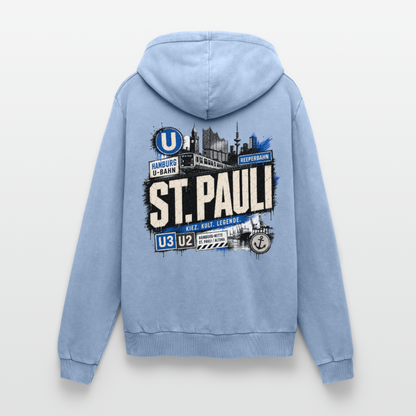 St.Pauli Relaxed Hoodie - Blau Acid Wash