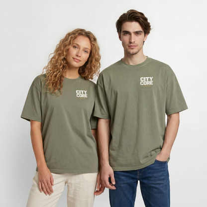 Oversized Unisex Premium Acid-Washed T-Shirt - Grün Acid Wash