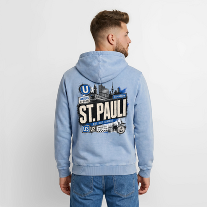 St.Pauli Relaxed Hoodie - Blau Acid Wash