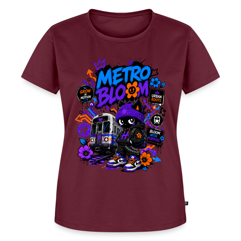 Subway Line Damen Premium T-Shirt - Burgunderrot