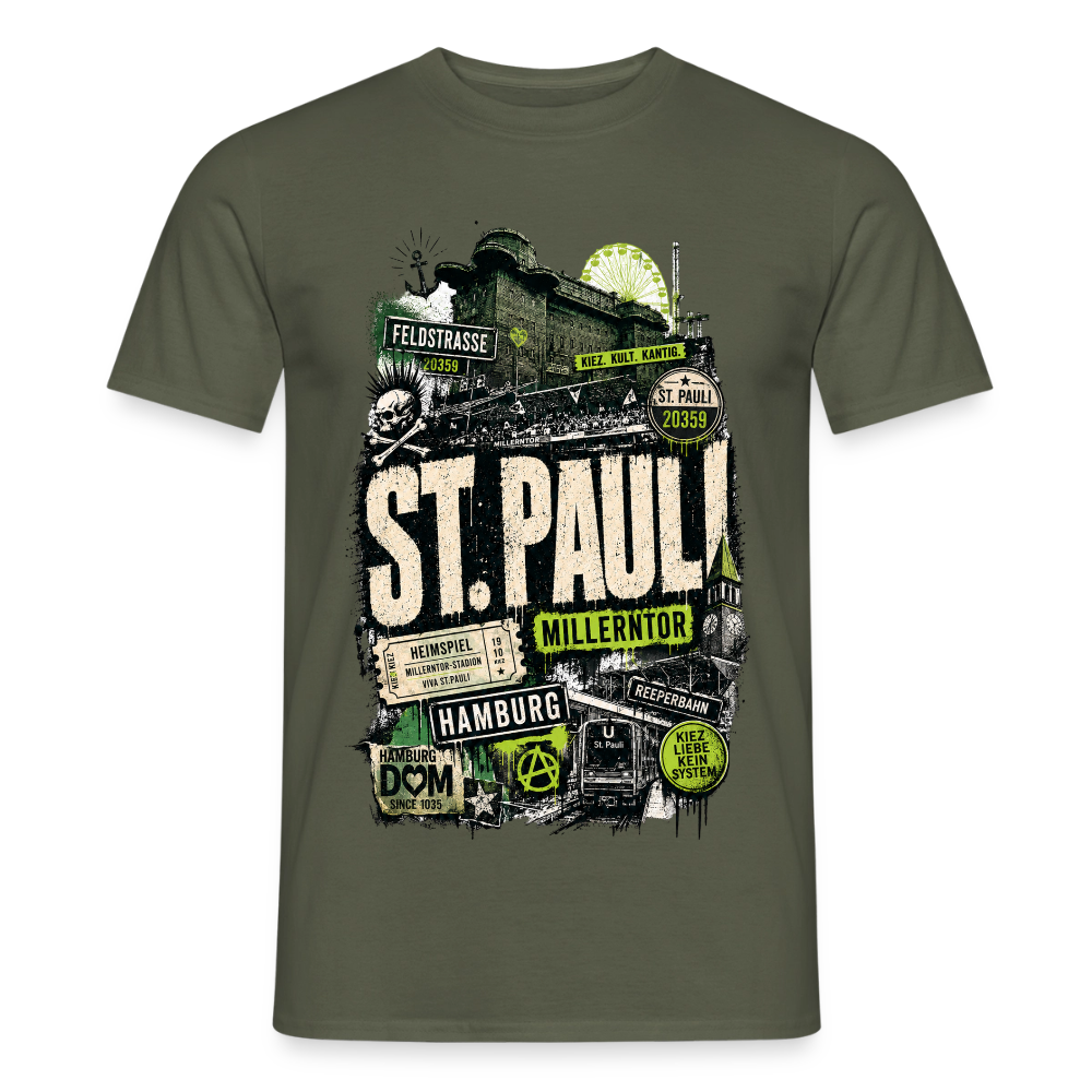 St.Pauli  Stadtteil Shirt - Militärgrün