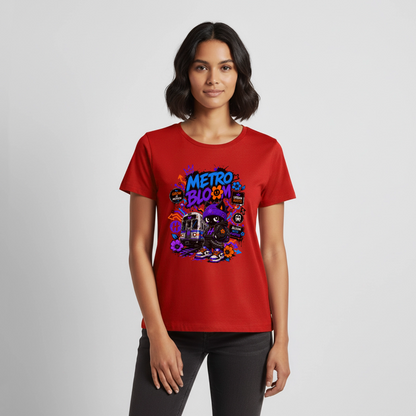 Subway Line Damen Premium T-Shirt - Rot